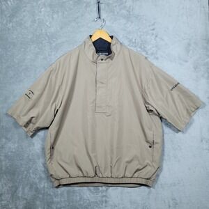 FootJoy DryJoys Mens XL Short Sleeve Golf Windshirt Pullover Tan Khaki 1/4 Zip